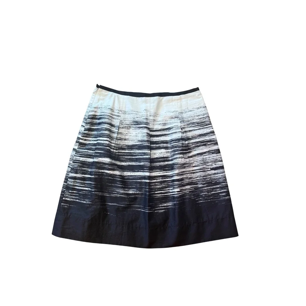 Ann Taylor‎ Petites Skirt 6P Black White Brushstroke A-Line Career Casual